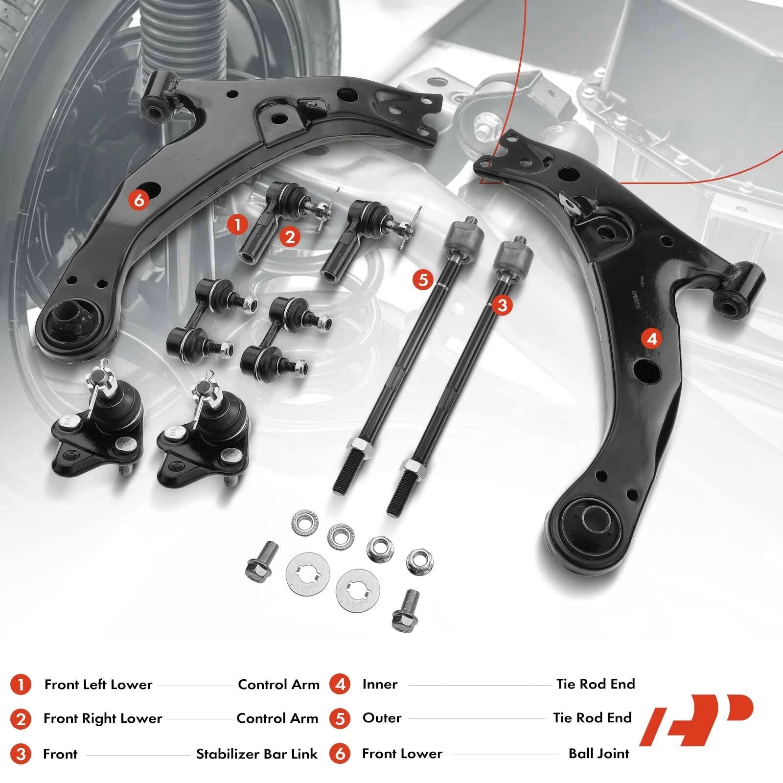 Front Lower Control Arm Sway Bar Tie Rod for Toyota Corolla (1996-2002)