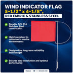 Wind Indicator Flag for FO2318 (5-1/2" x 4-1/8", Red Fabric & Stainless Steel)