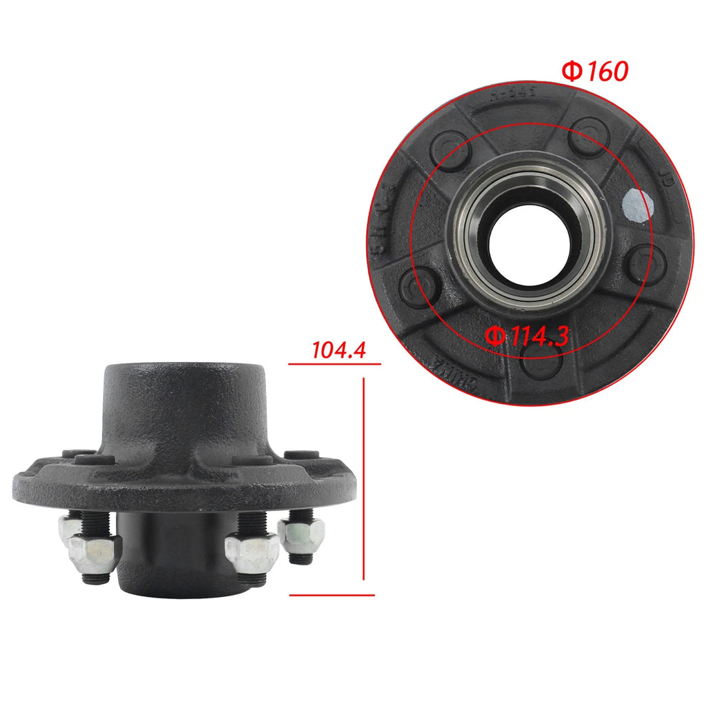 5" Trailer Hub Kit for 4.5" Spindle with Brake Flange (Fits Various Models)