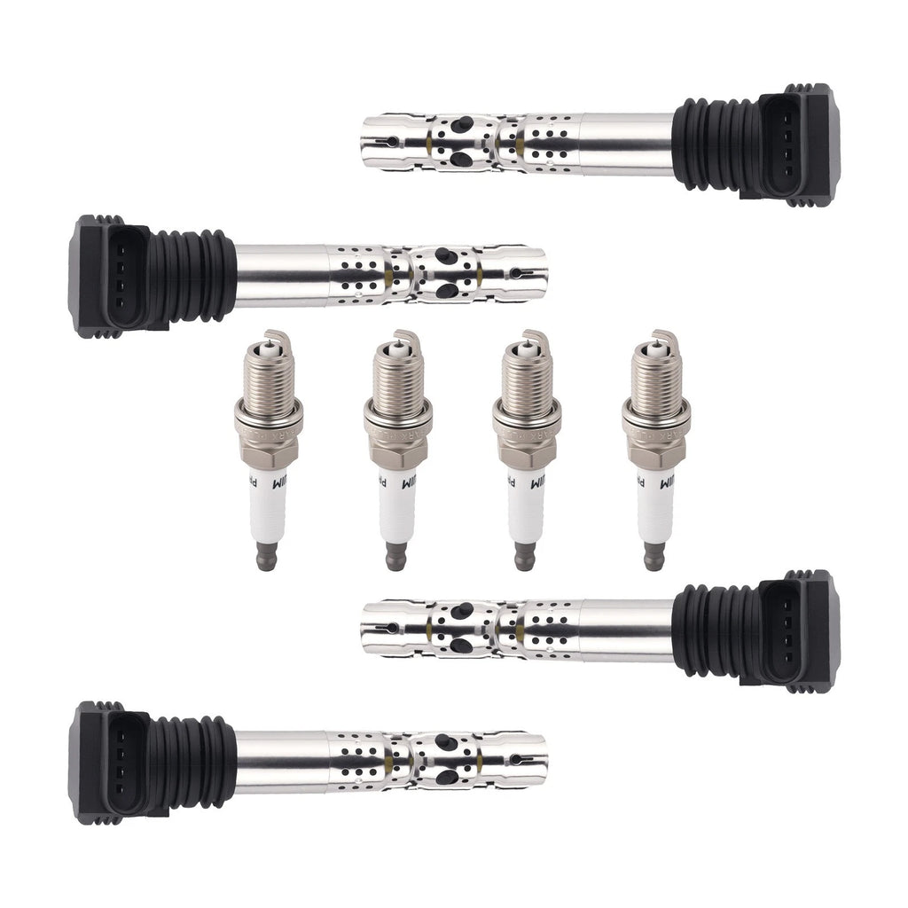 Set of 4 Ignition Coils + Spark Plugs for Audi TT A4 A6 2001–2006 UF437
