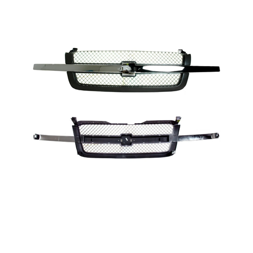 Replacement Chrome/Ready to Paint/Smooth Plastic Grille (See Compatible Chart)