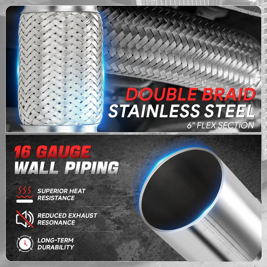 10" Double Braid Stainless Steel Flex Pipe for Custom Exhaust (2.25" OD)