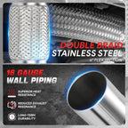 10" Double Braid Stainless Steel Flex Pipe for Custom Exhaust (2.25" OD)