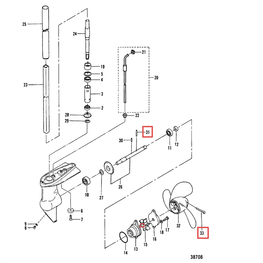 Shear Pin Cotter Key Kit for Nissan Tohatsu MFS 2 2.5 3.5 HP