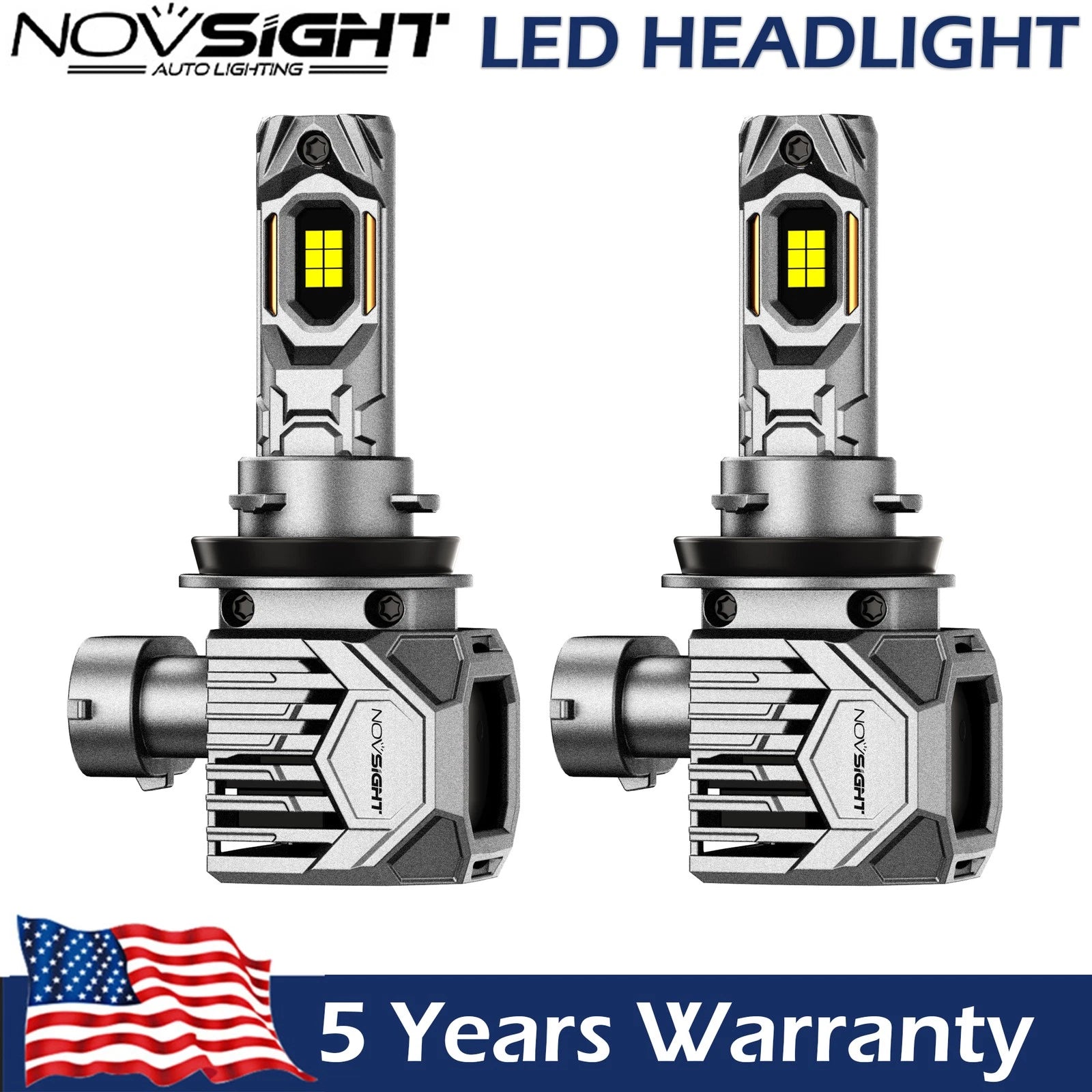 2X H11 LED Headlight Bulbs for NOVSIGHT (30000LM, 6500K)