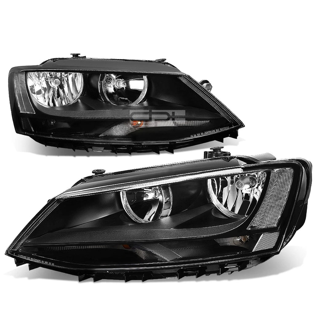 Pair of Headlights for VW Jetta Mk6 (2011–2018) - Black Housing, Clear Corner