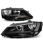 Pair of Headlights for VW Jetta Mk6 (2011–2018) - Black Housing, Clear Corner