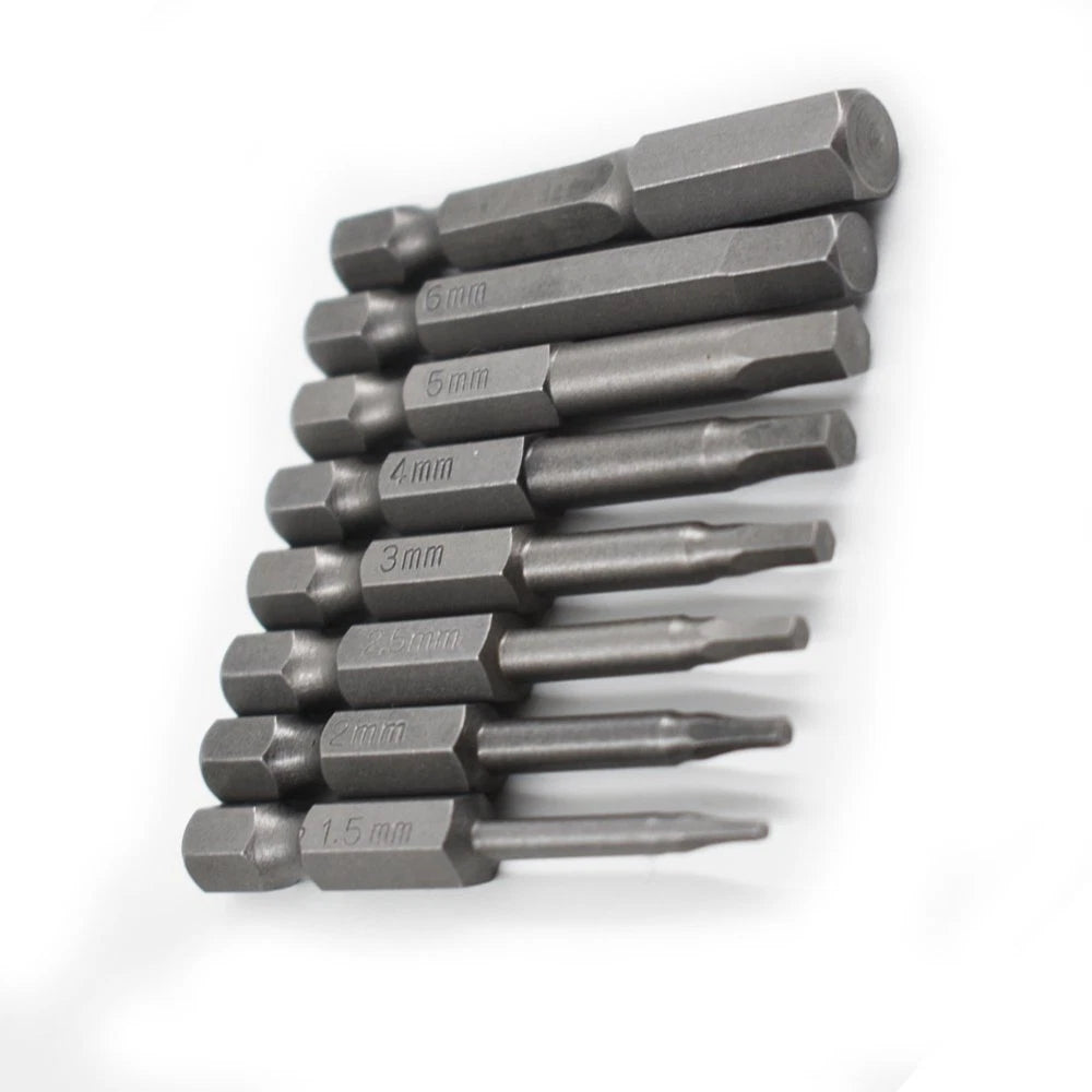 Set of 9 Hex Key Allen Bits for Impact Driver Power Drill