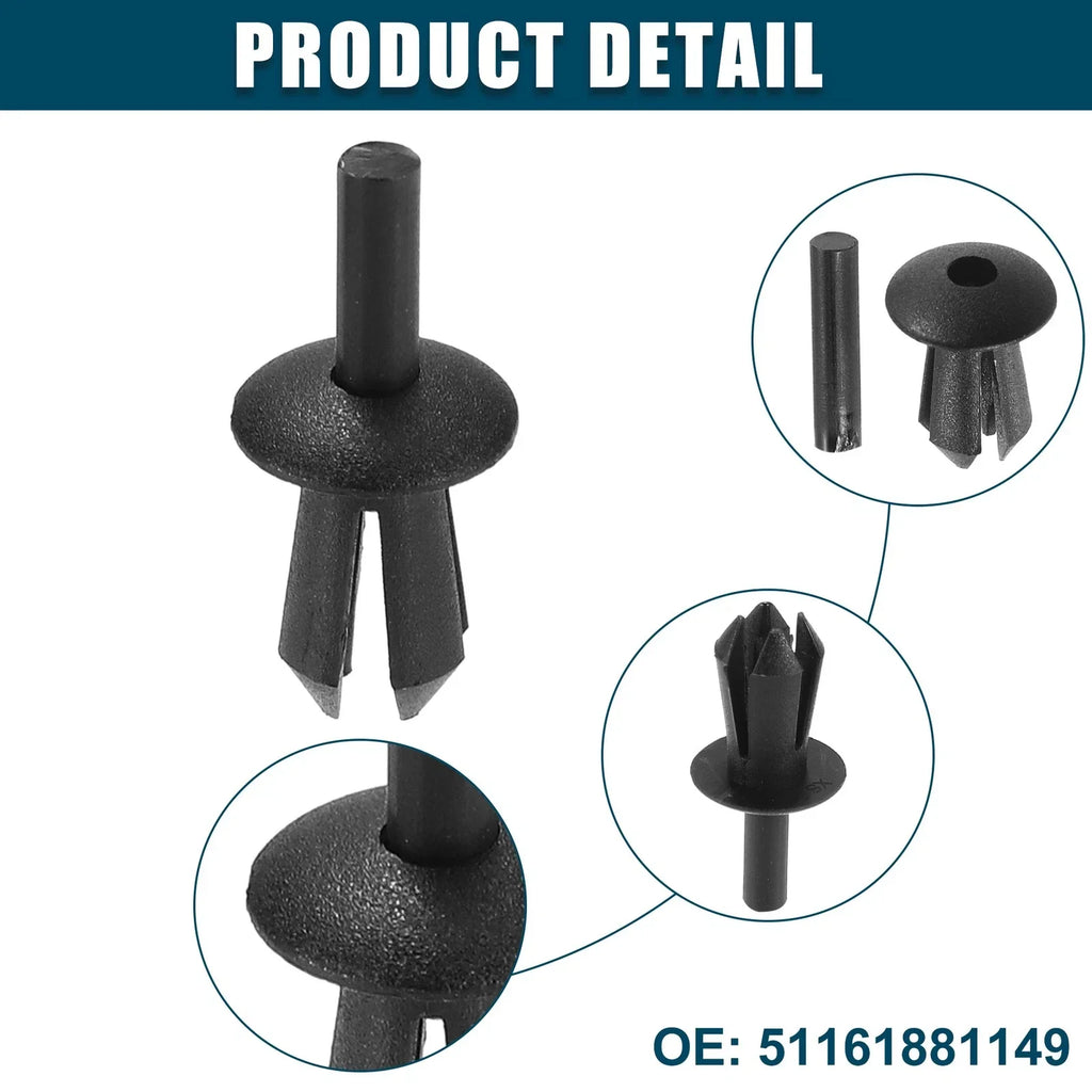 Fender Liner Clips Replacement 20 Pcs for BMW 128i Black