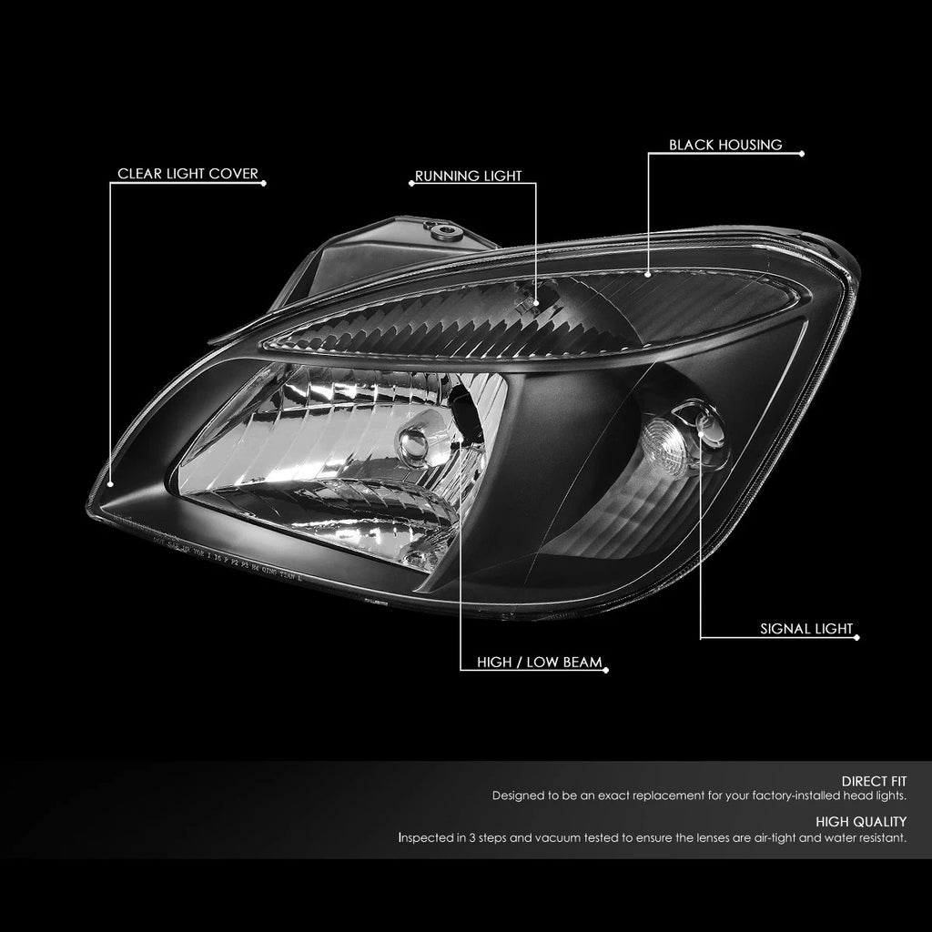 2X Headlight Lamps for Kia Rio 5 (2006–2008) Black Housing Clear