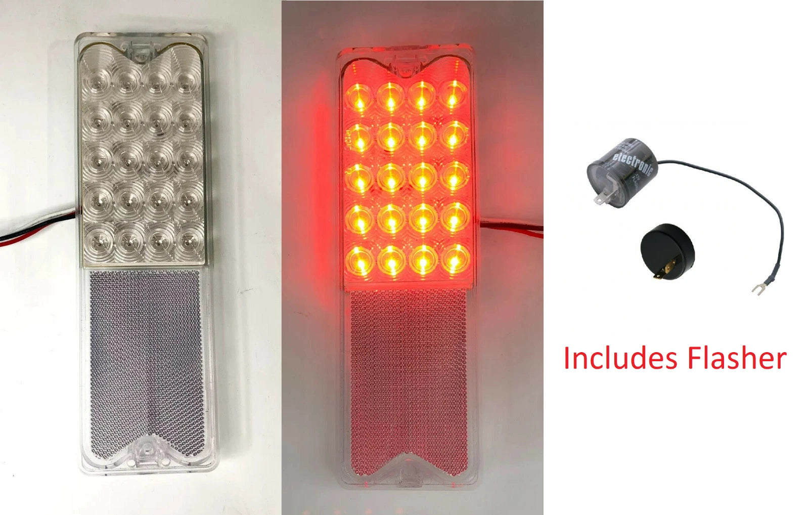 Clear Tail Lights Red LED with Flasher for 1967-1972 Chevy GMC Pickup