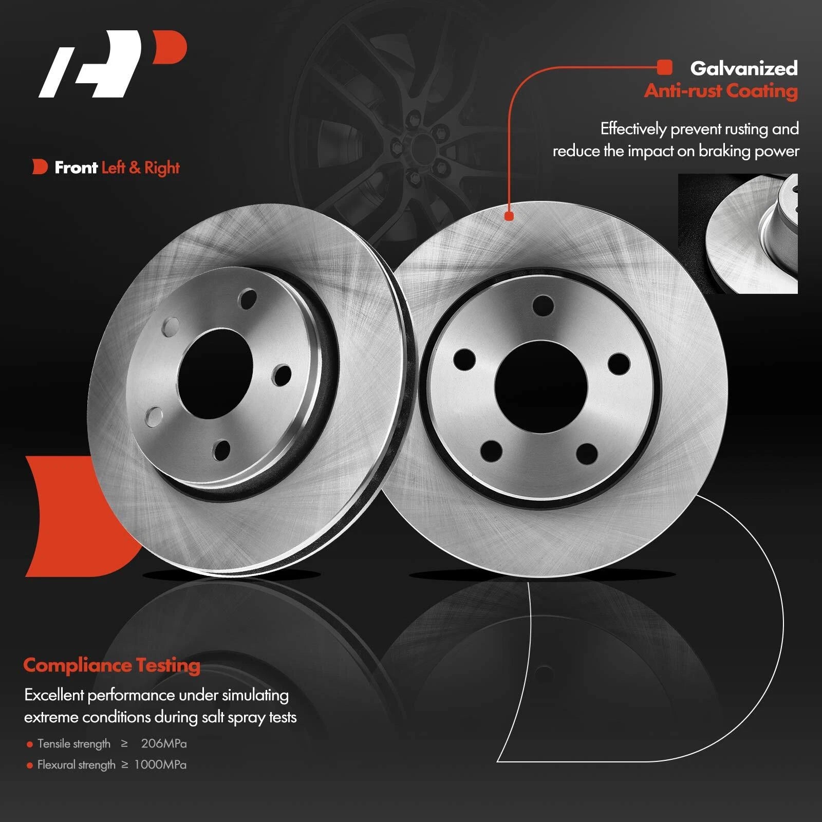 Front Brake Rotor & Ceramic Pad Set for Jeep Wrangler (2007-2012)