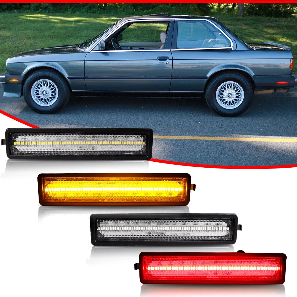 Set of 4 Clear LED Side Marker Lights for BMW E30 E32 E34