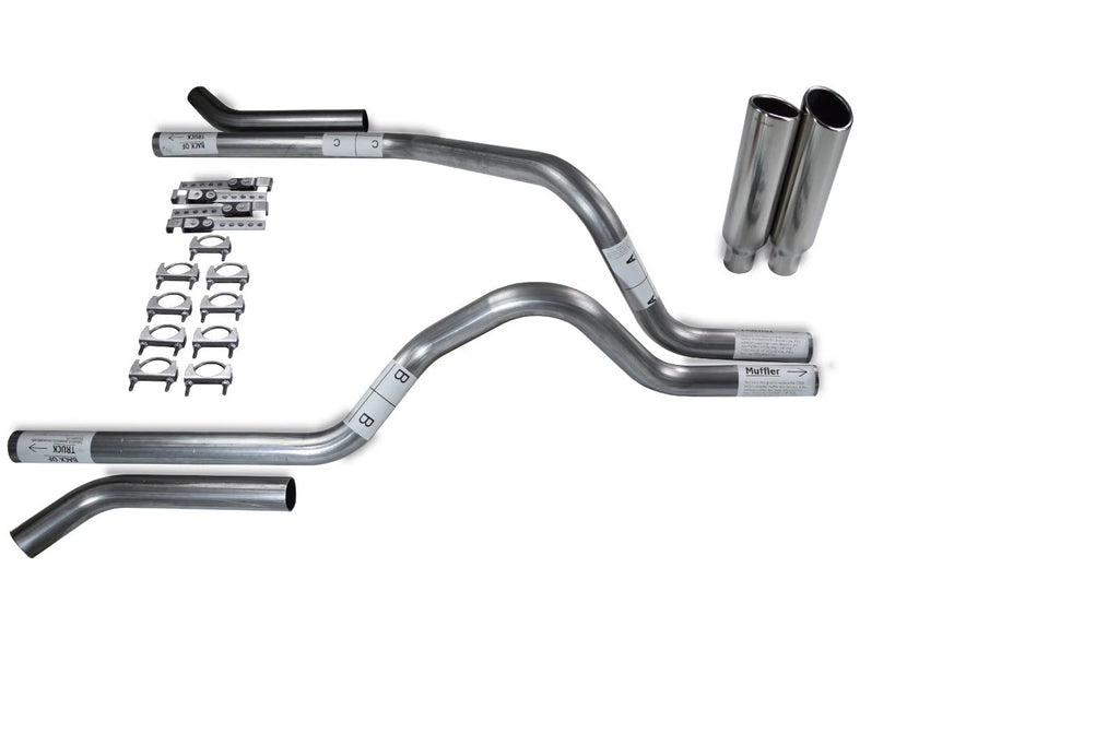 2.5" Dual Exhaust Kit for Dodge Dakota (1997–2005) No Muffler, Corner Clamp