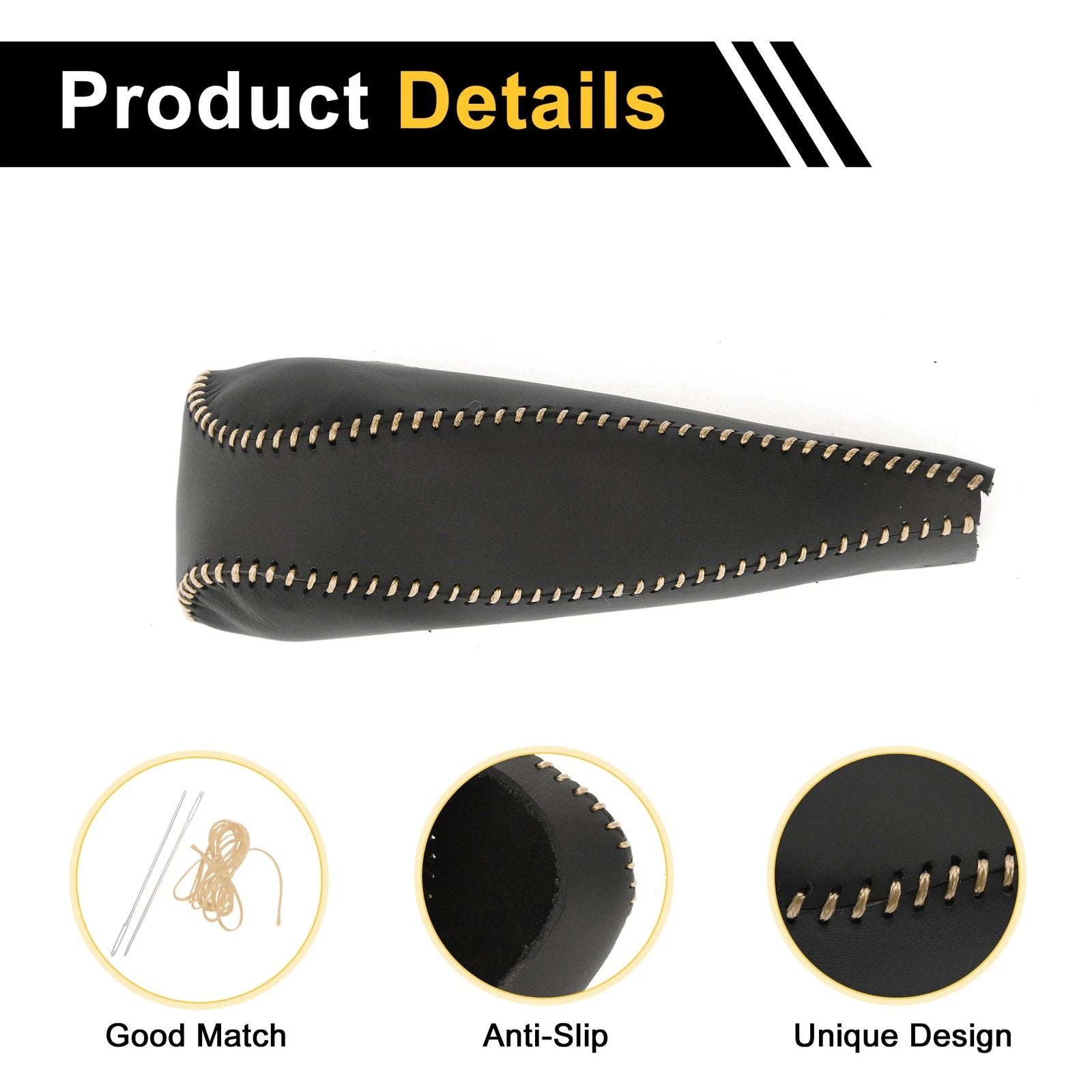 1 Pc Gear Shift Knob Cover for Honda Civic (2006–2011) Black Beige Faux Leather