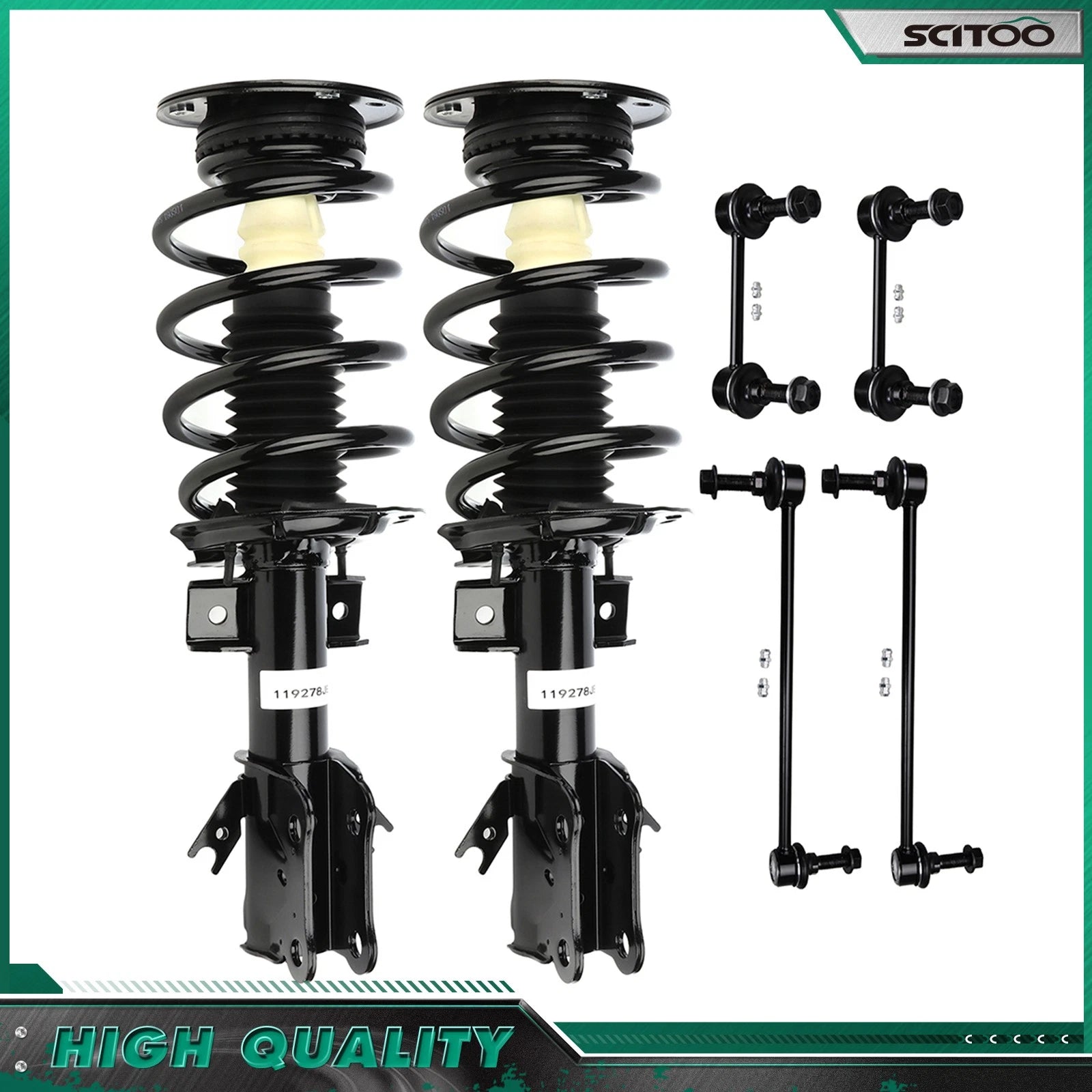 Front Complete Struts w/ Spring Sway Bar Link Kit for Ford Fusion (2013–2018)
