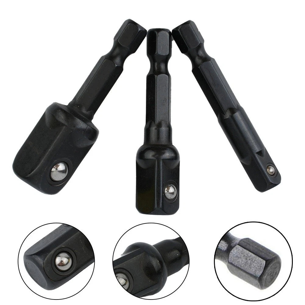 3X Tool Nut Driver Sockets 50mm Black for Electric Screwdriver