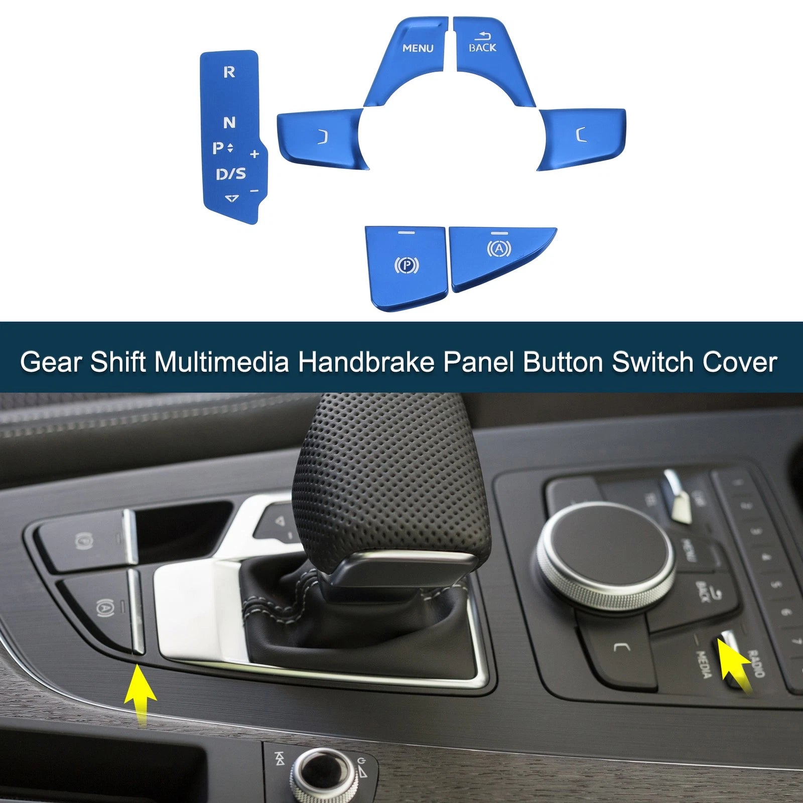 Set of 1 Gear Shift Handbrake Panel Button Switch Cover for Audi A4 A5 (2017–2019) Blue