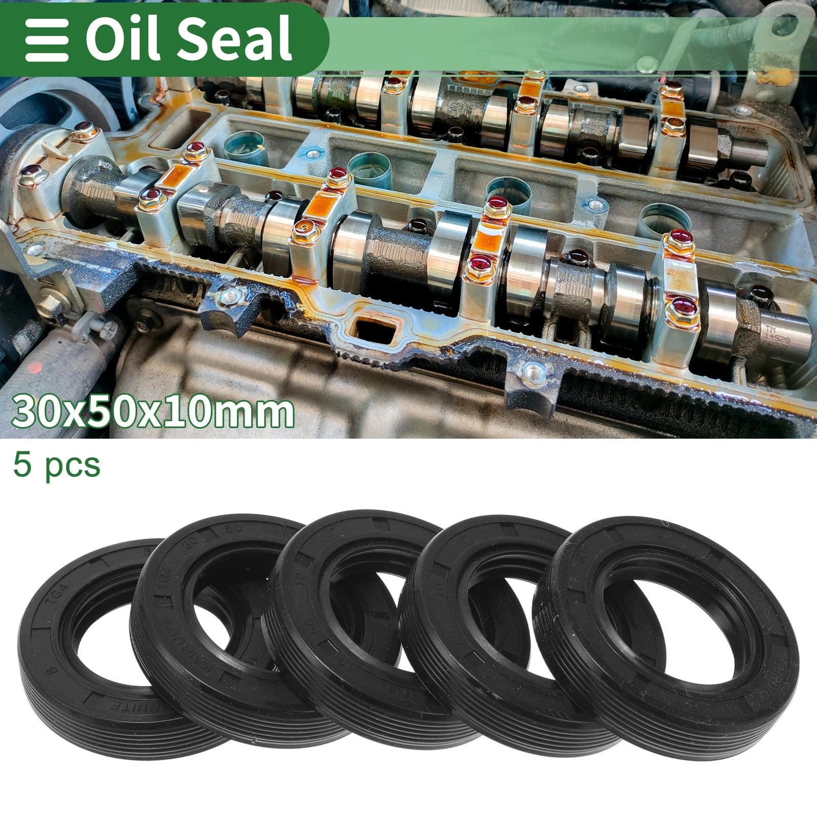 Set of 5 Oil Seal TG4 Lip Seal Ring 30x50x10mm NBR Rubber for Rotary Shaft