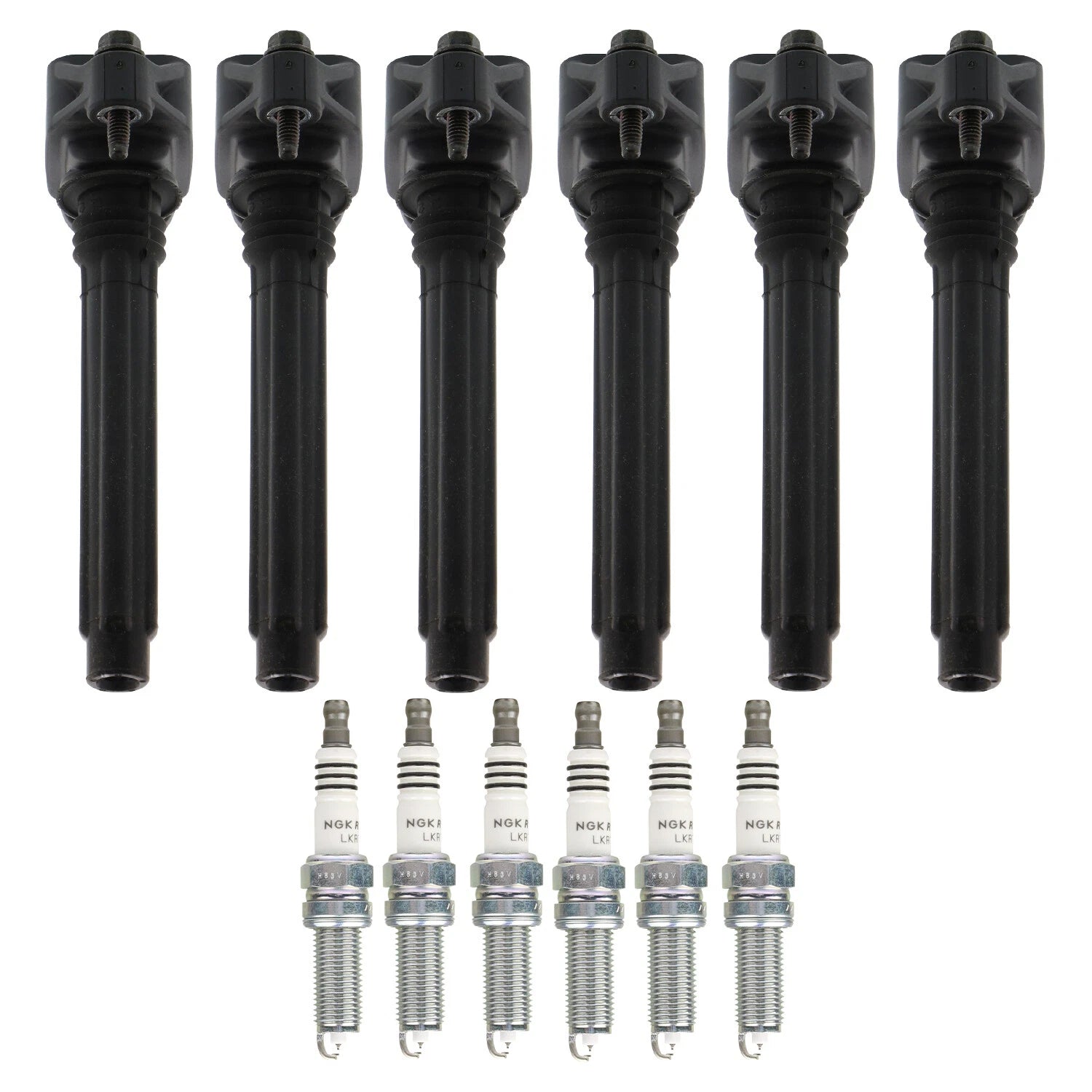 Set of 6 Ignition Coils & NGK Ruthenium HX Spark Plugs for Dodge Avenger (2008–2014)