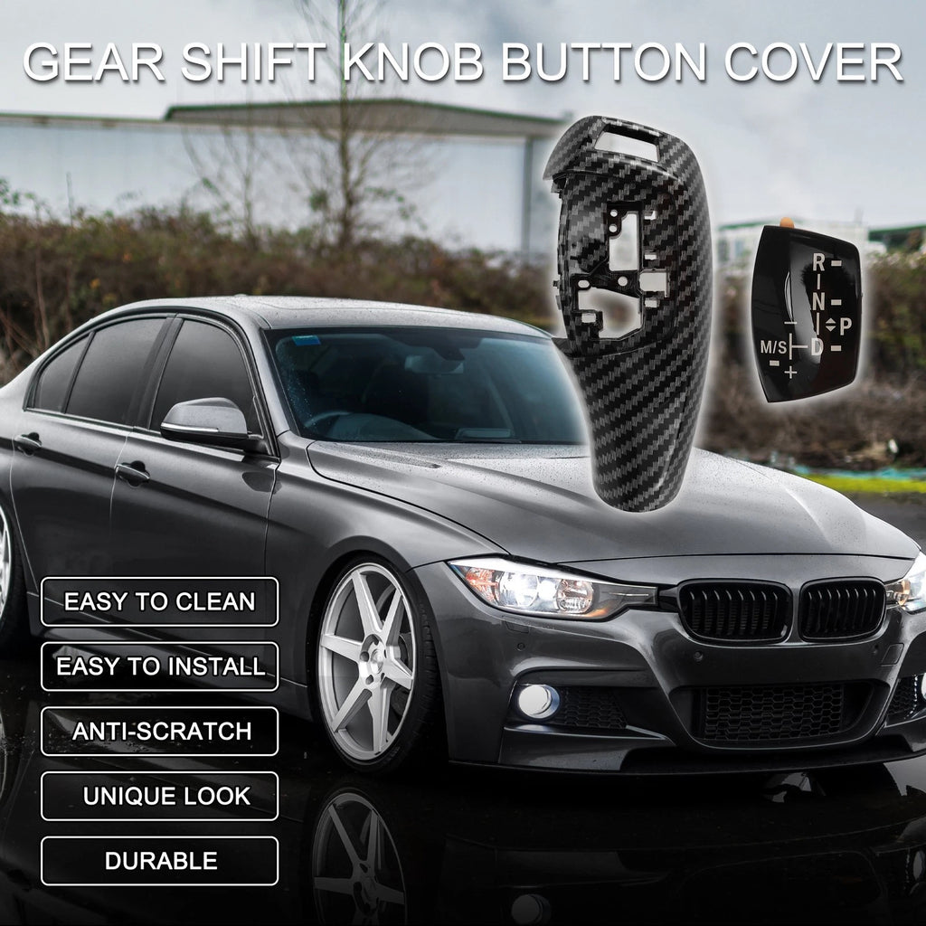 Set of 1 Gear Shift Knob Button Cover for BMW 1 (Carbon Fiber)