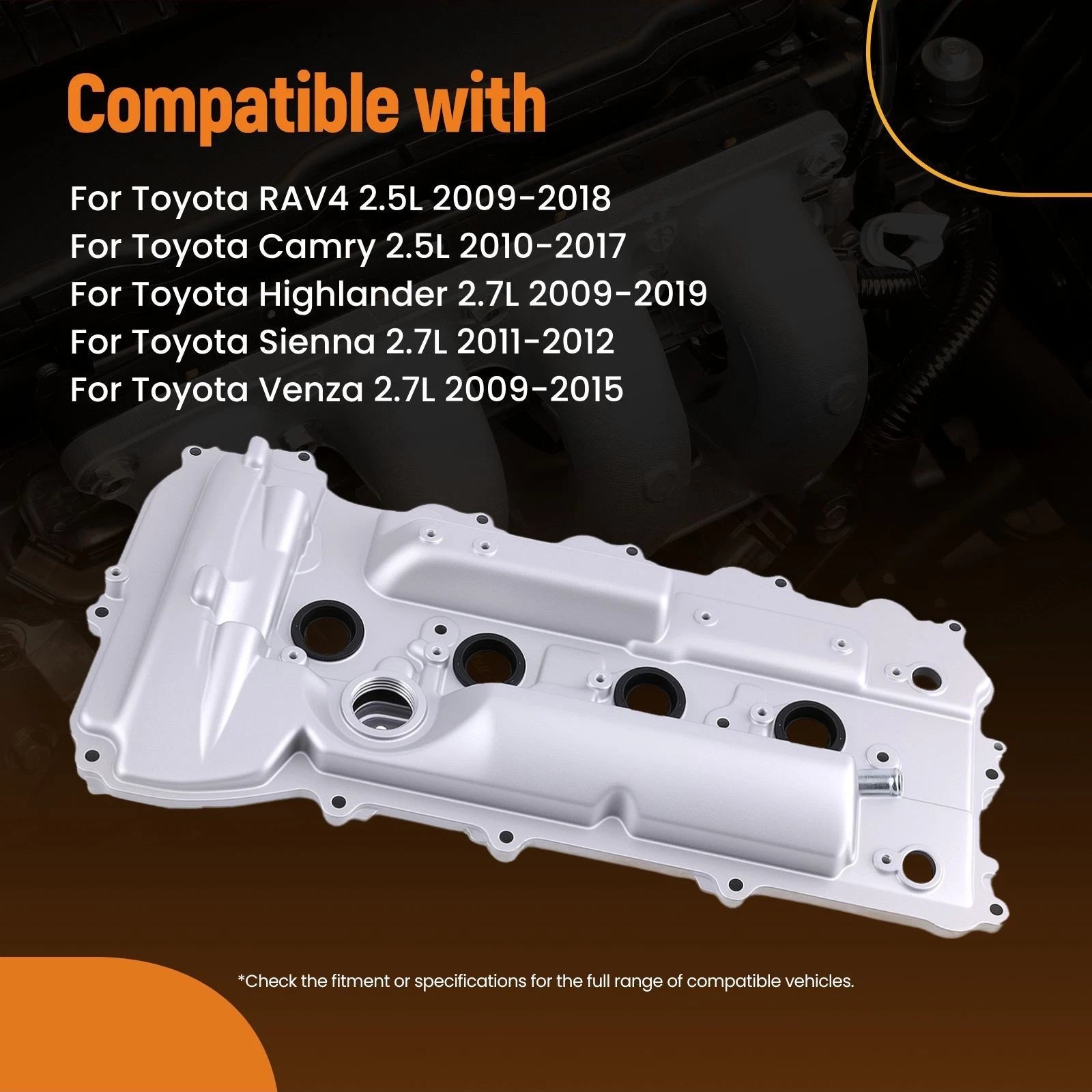 Valve Cover with Gasket for Toyota RAV4 Camry Sienna (2006–2019)
