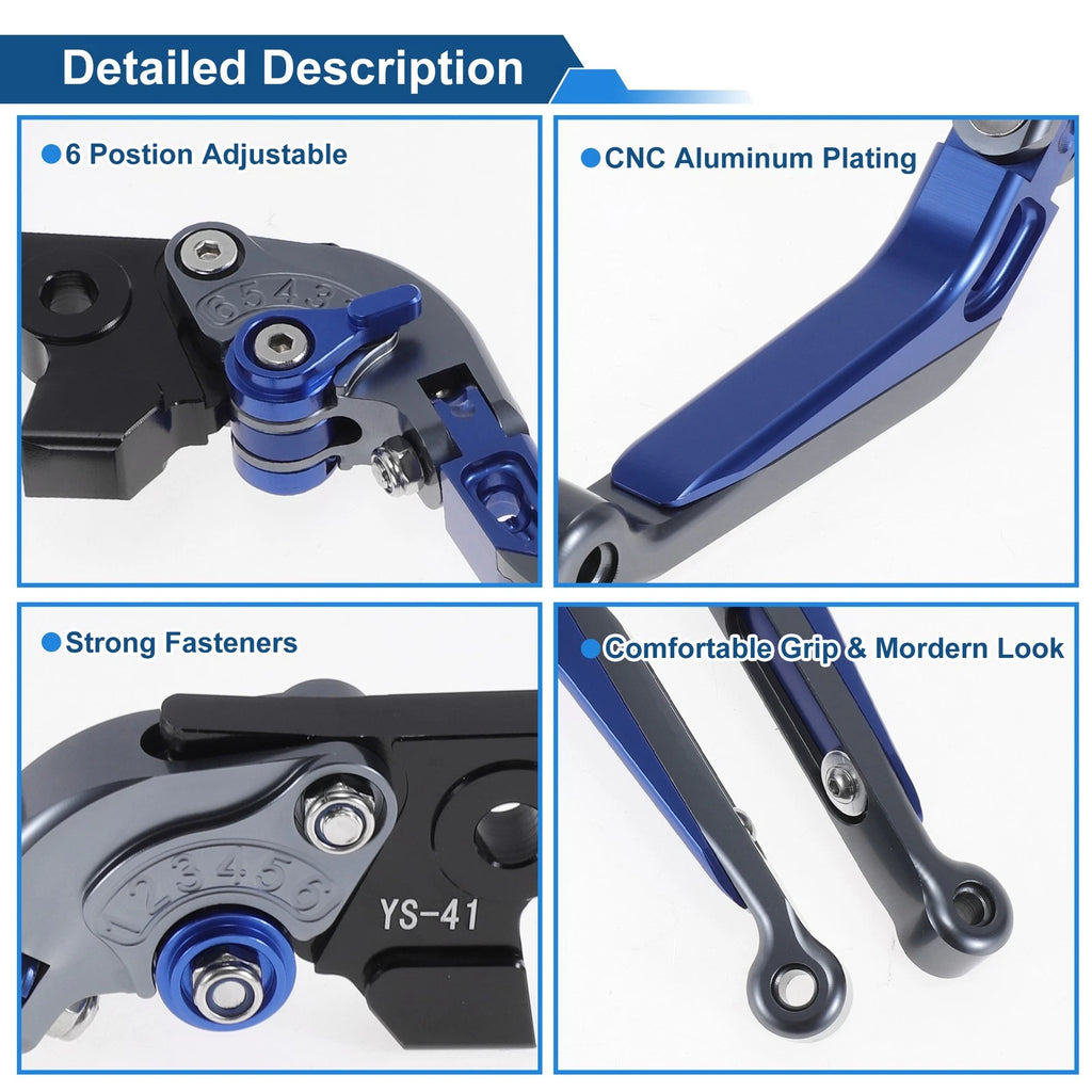 Adjustable Brake Clutch Levers for Suzuki GSXR150 (2017–2020) Titanium Blue