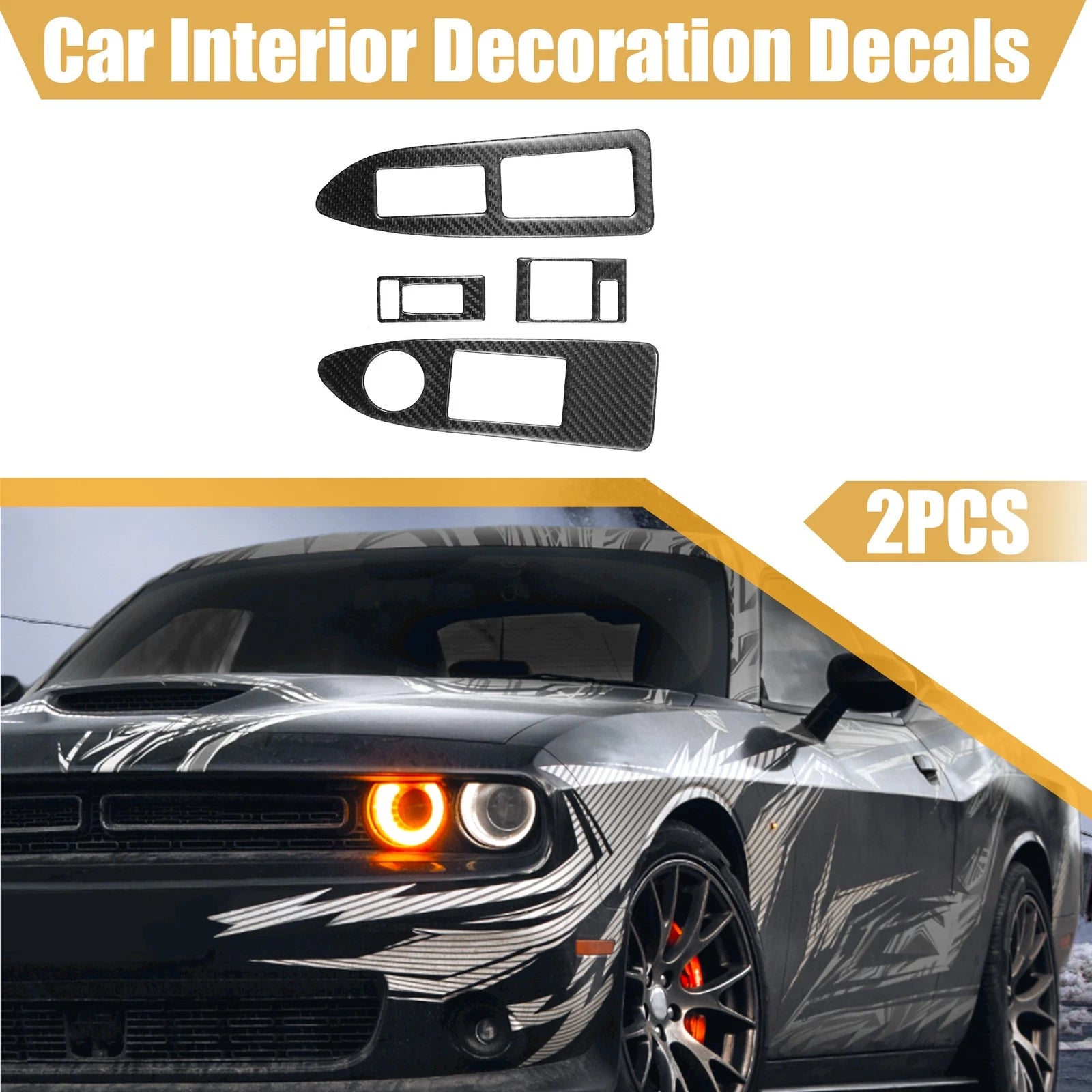 2pcs Window Lift Trim Switch Panel Stickers for Dodge Challenger (2008–2014)
