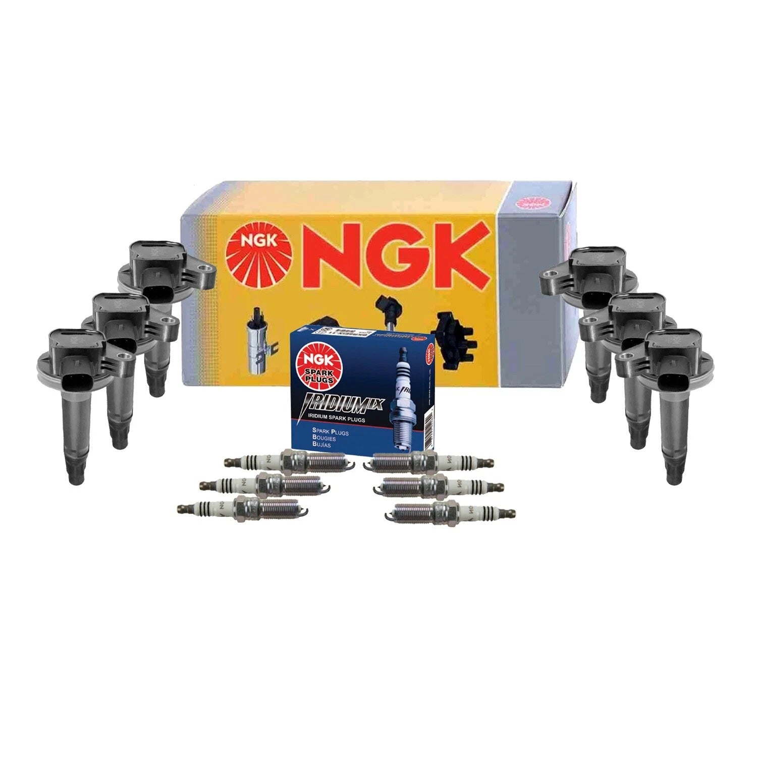 Set of 6 NGK Ignition Coils & Iridium IX Spark Plugs for Ford Lincoln Mazda (V6)