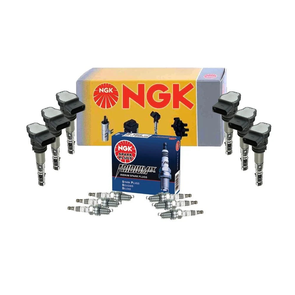 Set of 6 NGK COP Ignition Coils & Iridium IX Spark Plugs for Audi V6