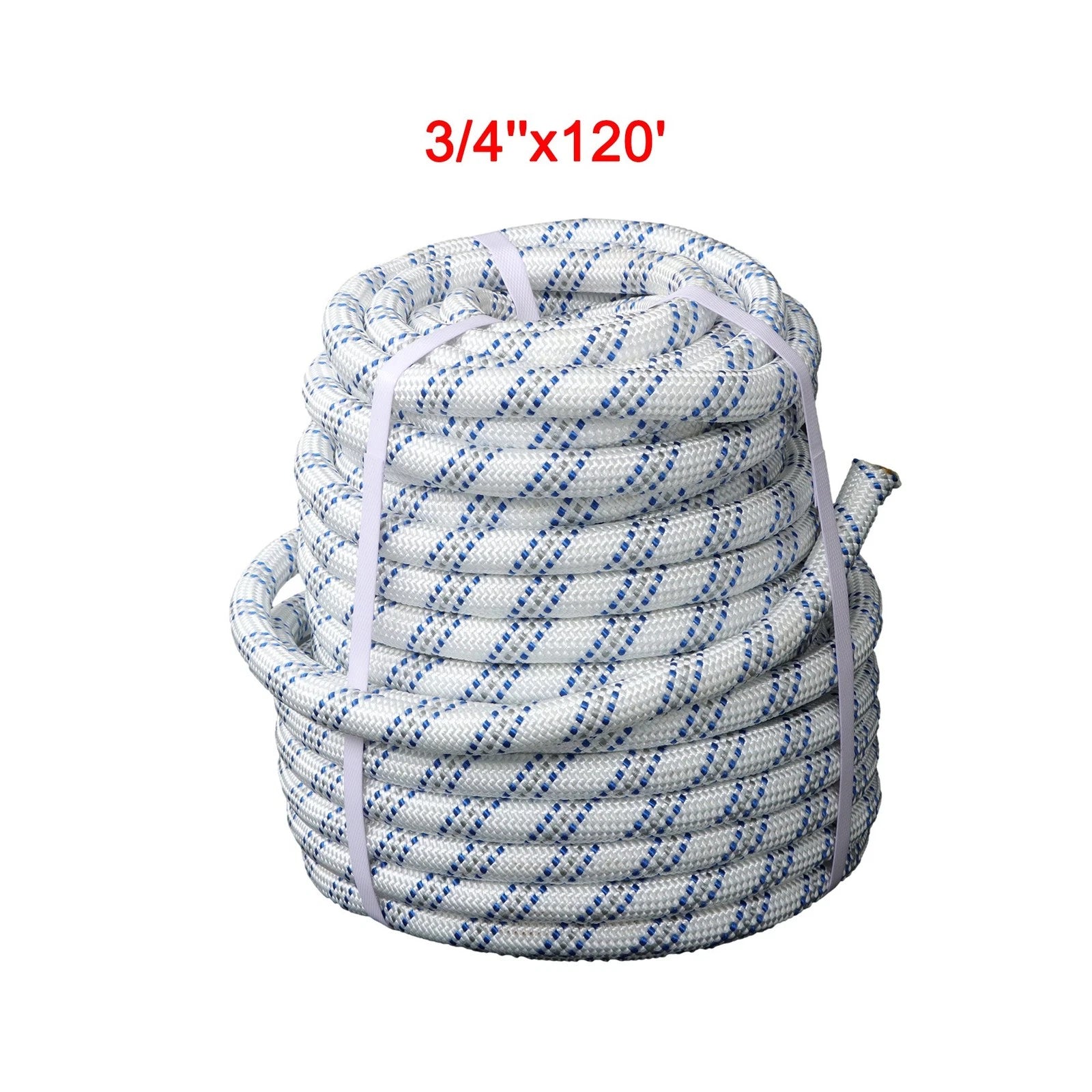 Double Braided Polyester Rope for Rigging (120' x 1/2" & 3/4")