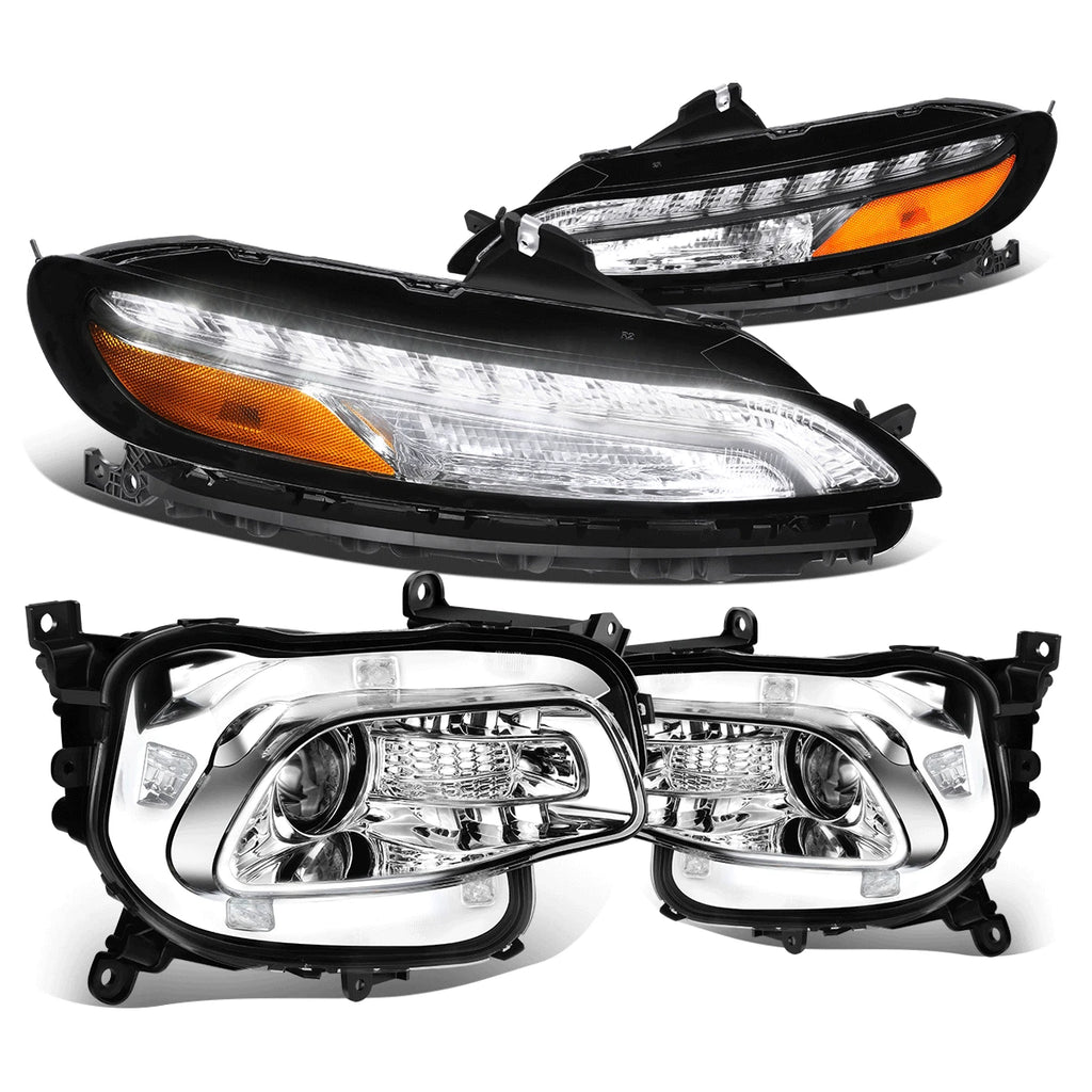 Chrome Amber Projector Headlight + LED DRL for Jeep Cherokee (2014–2018)