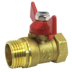 1" Industrial Brass Ball Valve with Red Wing Handle for Water Control