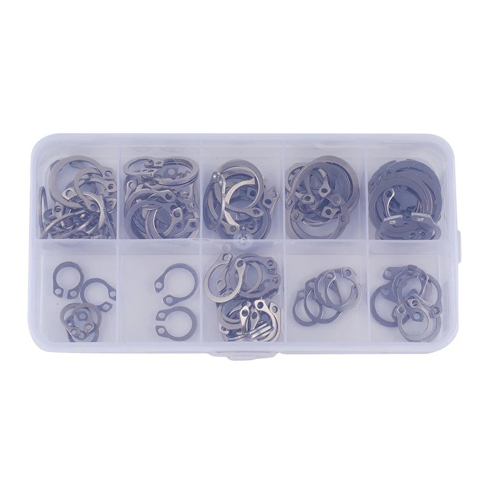 100PC 304 Stainless Steel Circlip Retaining Ring Assortment 8-18mm