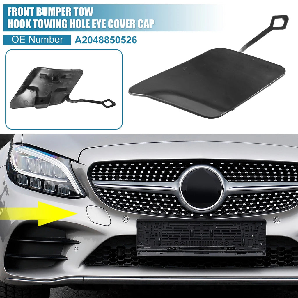 Tow Hook Cover A2048850526 for Mercedes-Benz C250 (2012–2014) Black