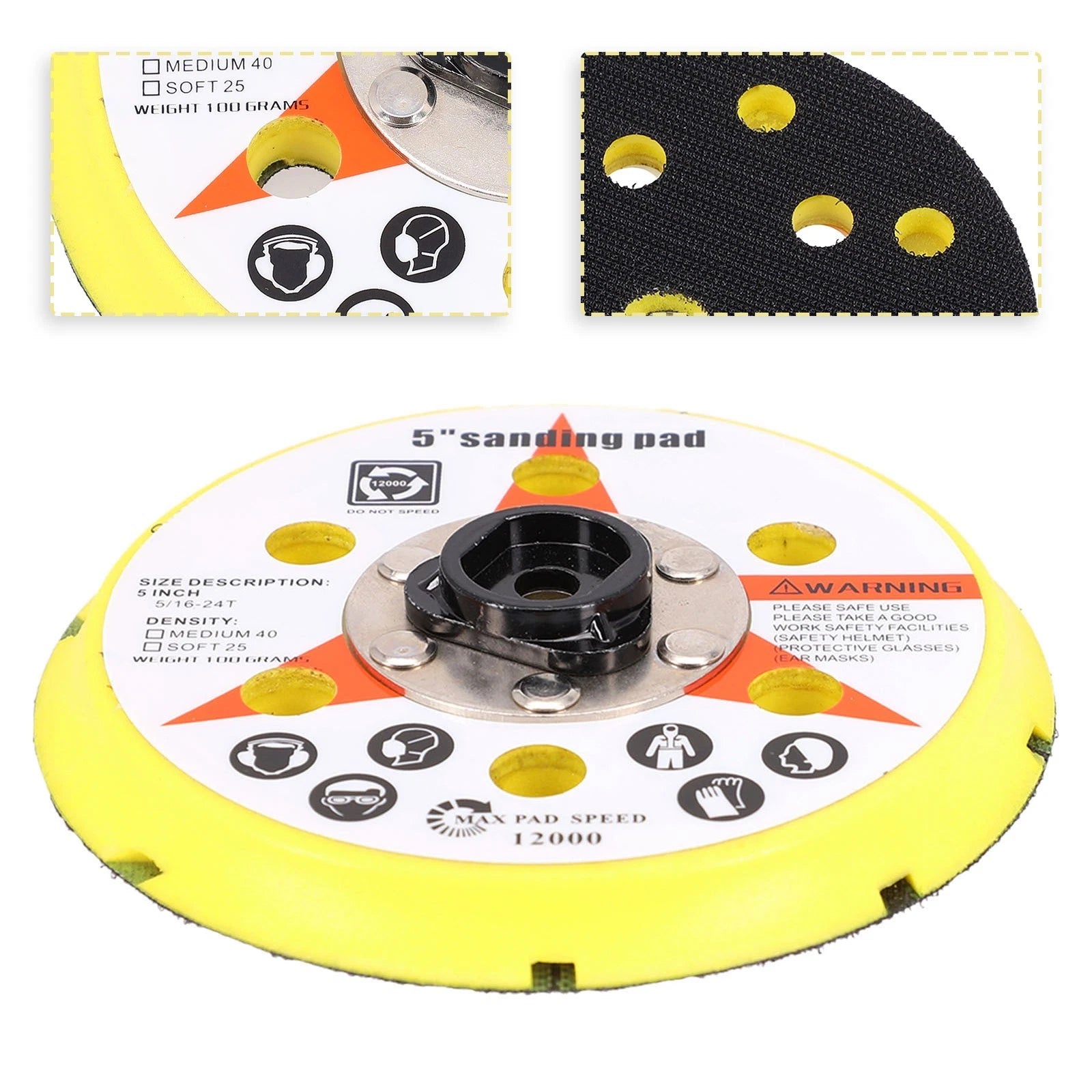 5X 125mm Sanding Pad Backing Pad for DA Polisher (with Heat Emission Holes)
