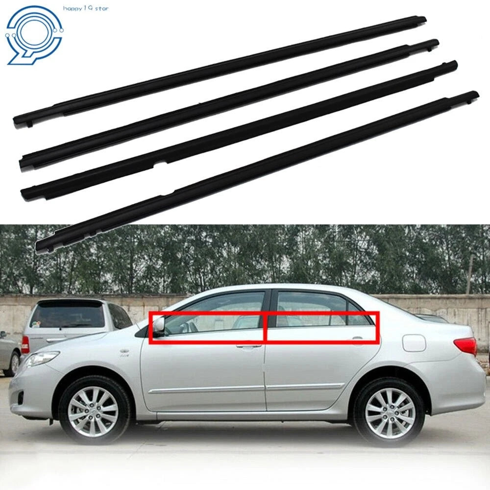 Set of 4 Door Weatherstrip Window Moulding Trim Seals for Toyota Corolla (2011)