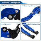 Brake Clutch Levers for Suzuki GSXR600 (2006–2025) 1 Pair Blue Handle Black End