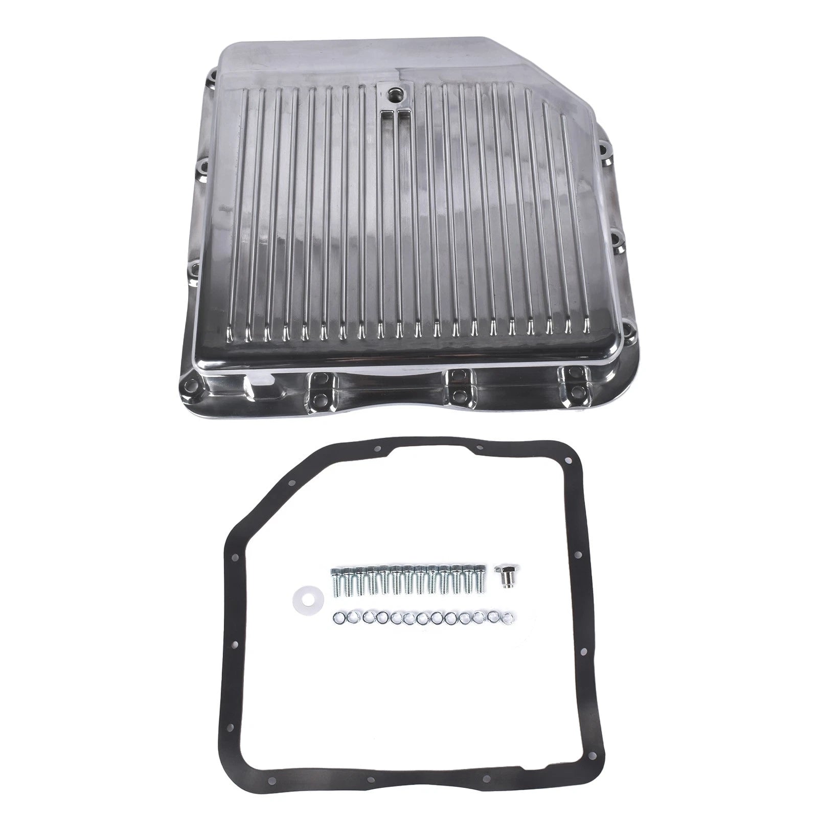 Finned Polished Transmission Pan w/ Hardware for GM Turbo 350 TH350 (1970–1980)