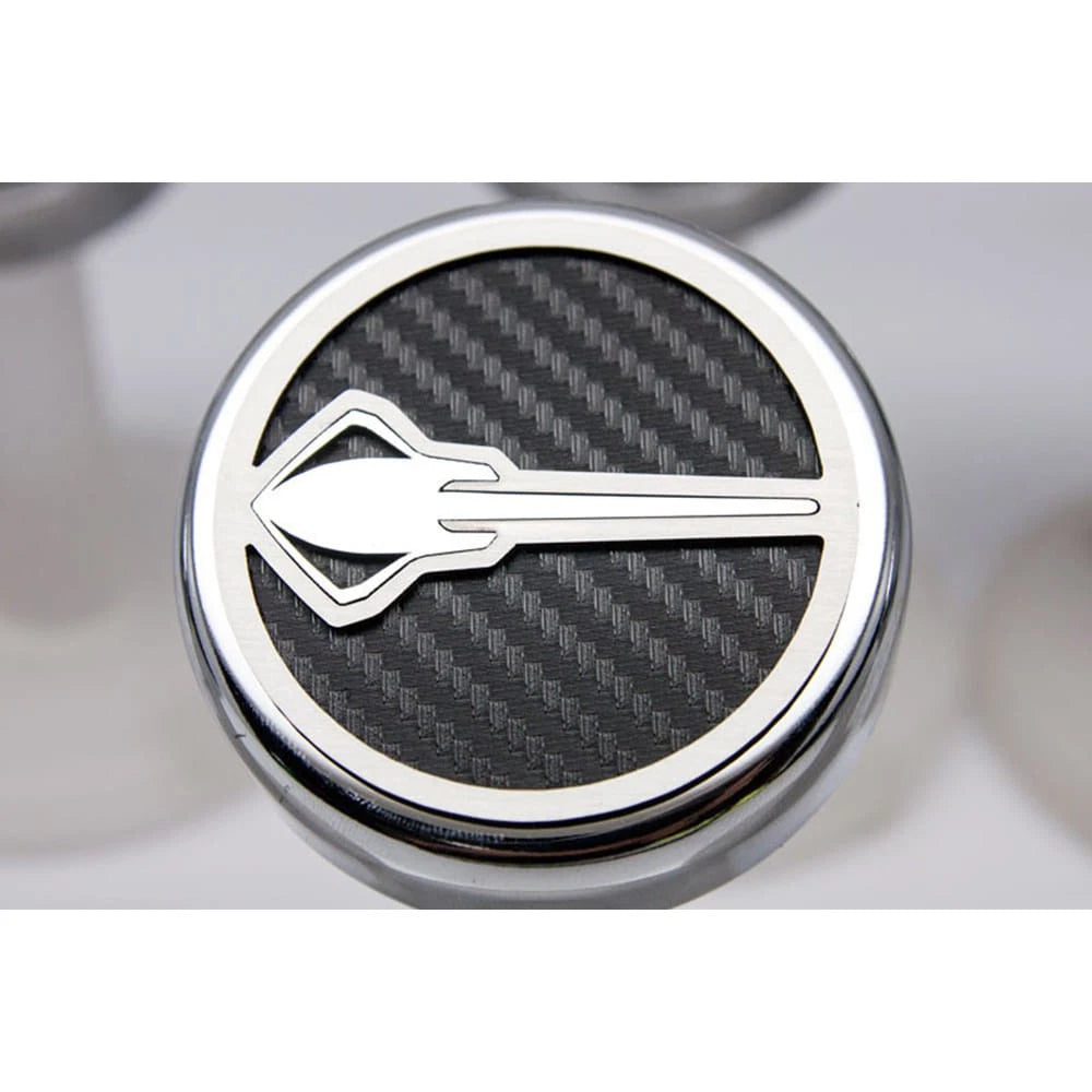 Chrome Stingray Cap Covers Replacement with White CF Inlay for Corvette Z06 (2014–2019)