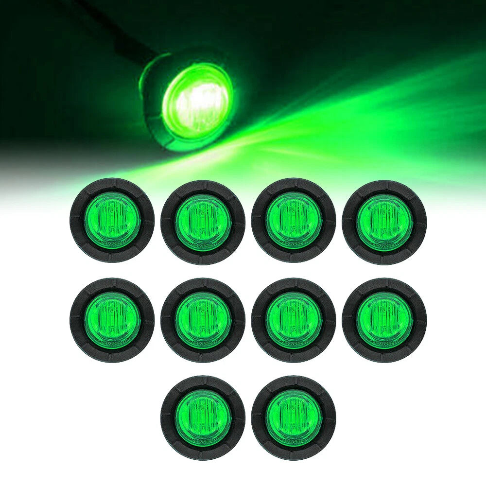 Set of 10 Round 3/4'' LED Side Marker Lights for Truck Trailer
