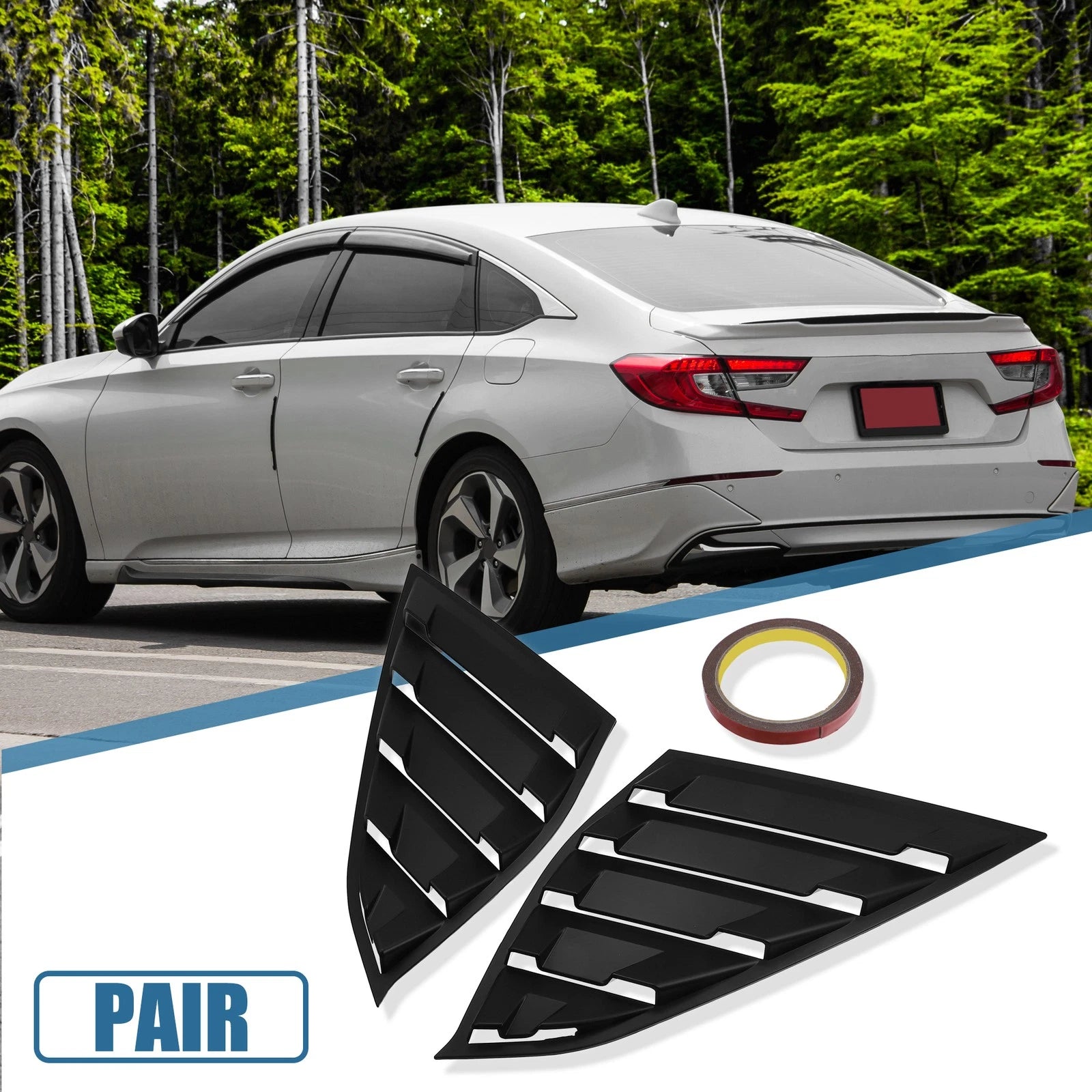 1 Pair Rear Side Window Louvers Air Vent Cover for Honda Accord (2018–2022) 726215265392