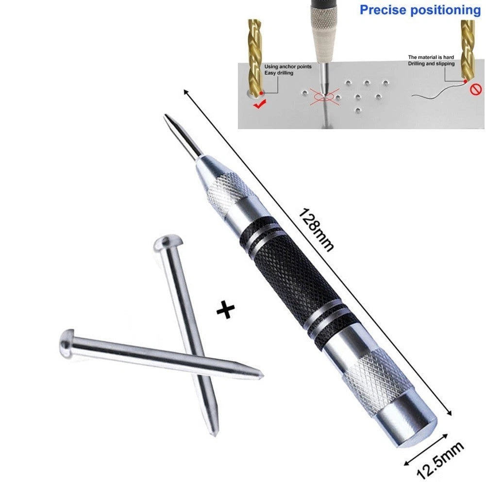 Set of 2 Automatic Center Punches for Universal Use (Non-Slip Grip)