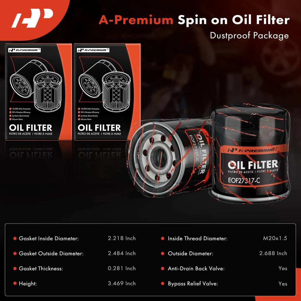 2X Engine Oil Filter for Nissan Altima (1998–2003, 2005–2007) & Sentra (2000–2006)
