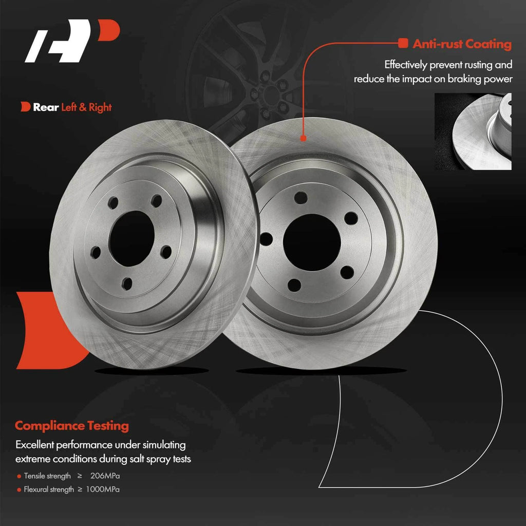 Rear Disc Brake Rotors & Ceramic Pads for Ford Mustang (2015–2020)
