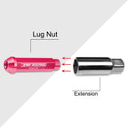 Set of 20 Pink Open-End Conical Aluminum Lug Nuts M12X1.5 25mm OD 90mm Tall
