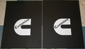 Pair of 18" x 24" White Cummins Logo Mud Flaps for Ram Trucks