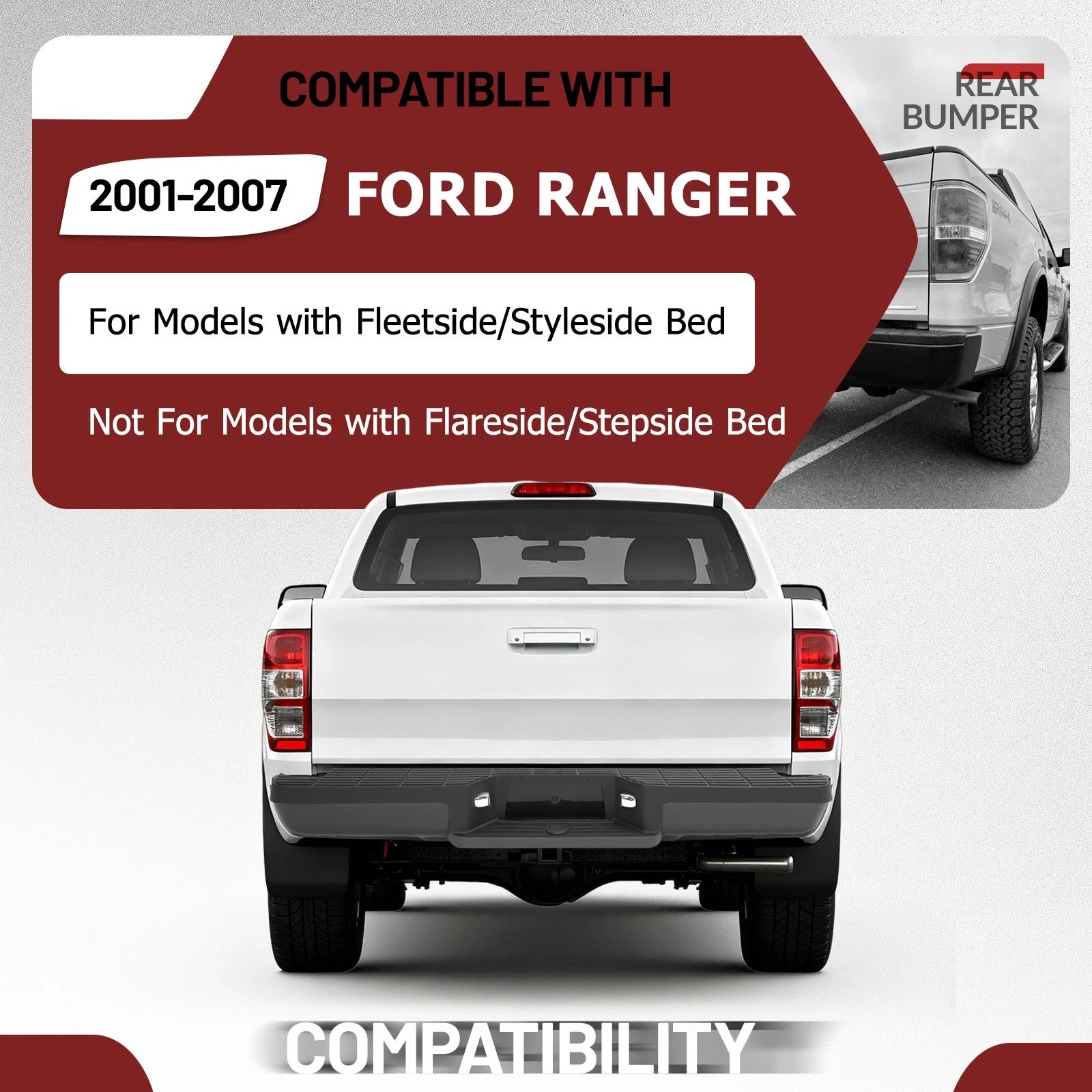 Rear Step Bumper Assembly for Ford Ranger (1993–2011)