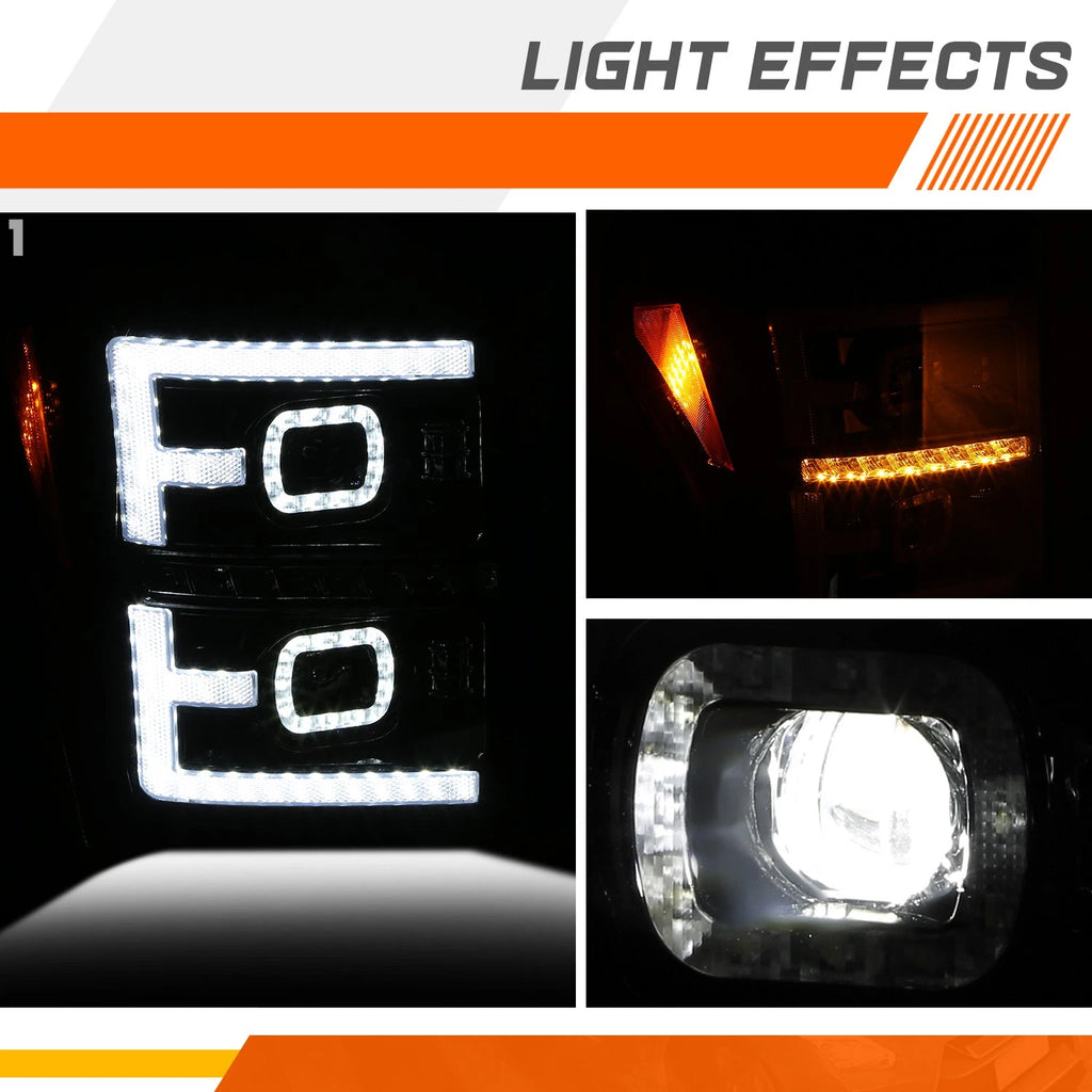 LED Sequential DRL Projector Headlights for Ford F250-F550 SD (2011–2016)