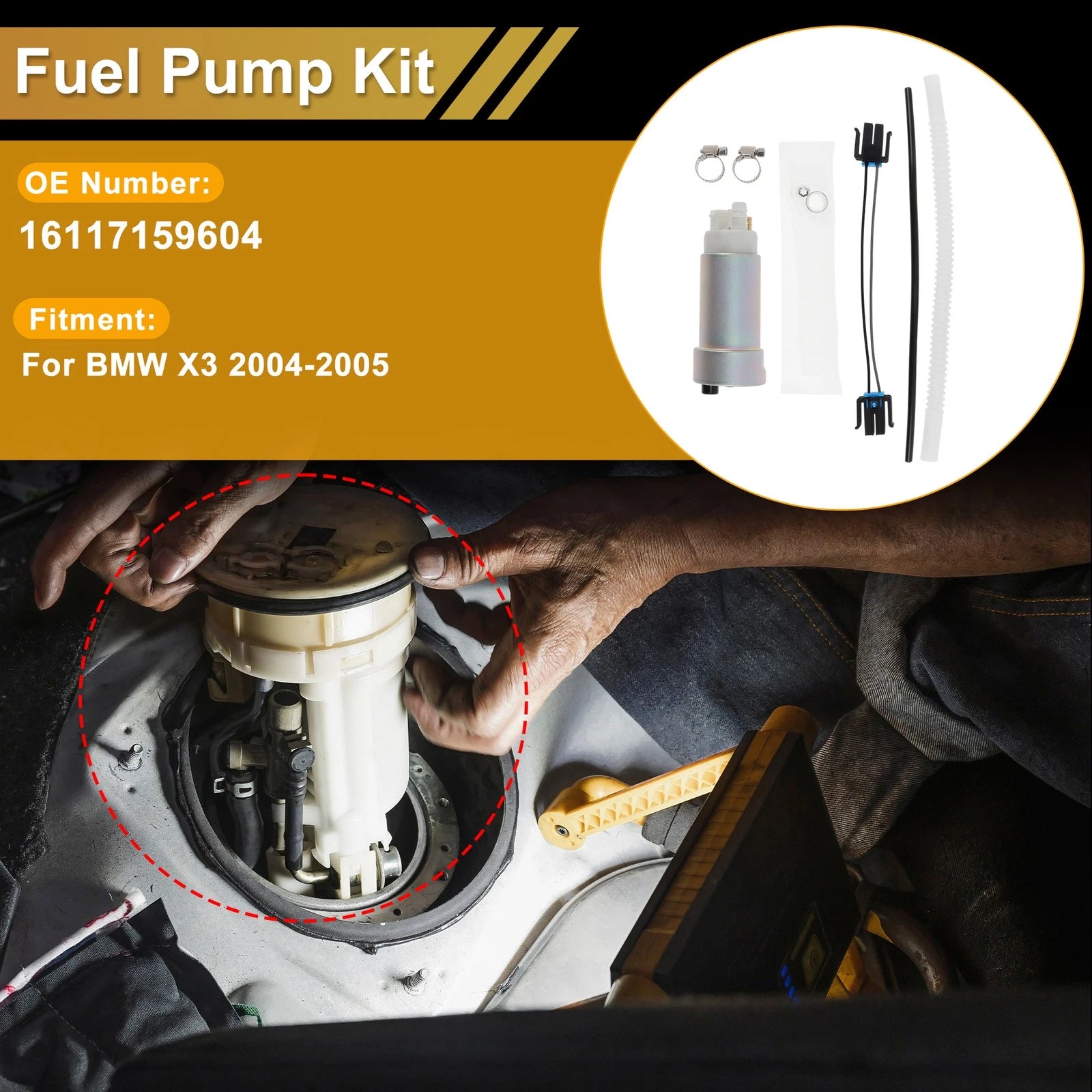 Fuel Pump Set for BMW X3 (2004–2005) Replaces 16117159604